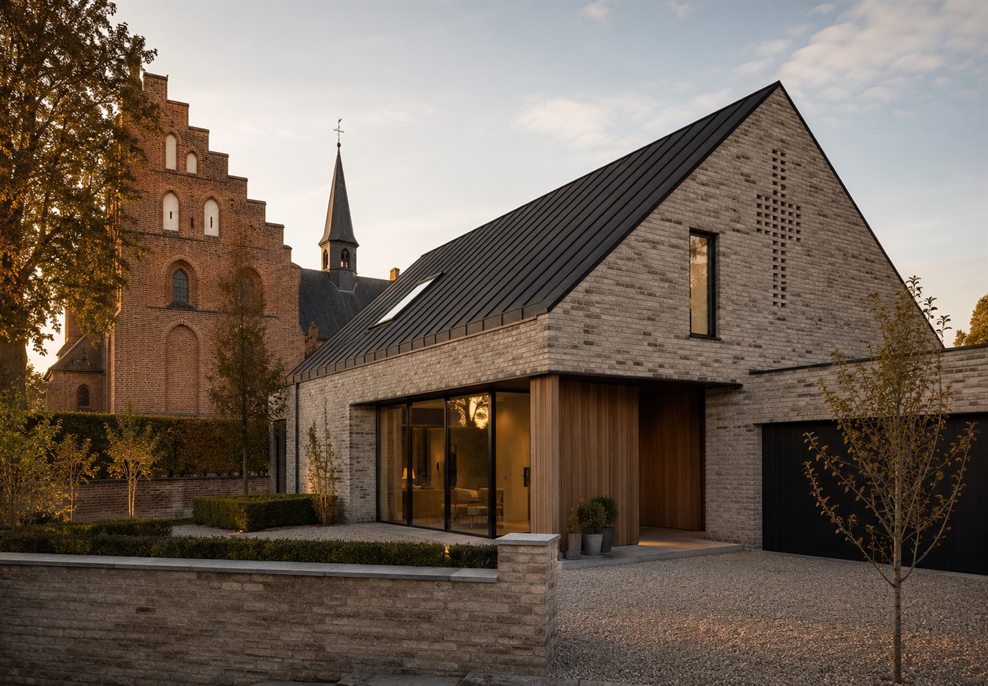 AI-genereret konceptvisual af moderne bolig inspireret af dansk bygningsarv.