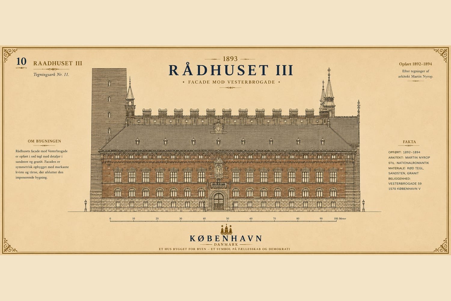Facadetegning i reviewversionen af arkitekturstudiet.